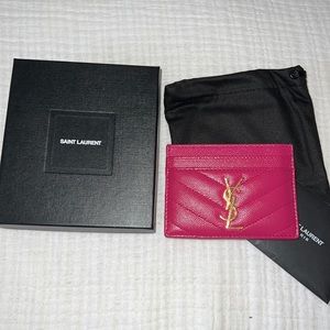 Saint Laurent Pink Chevron Card Holder
